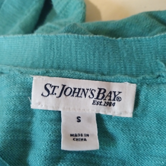 St. John's Bay Turquoise Open Front Cotton Cardigan Size Small - Picture 4 of 5